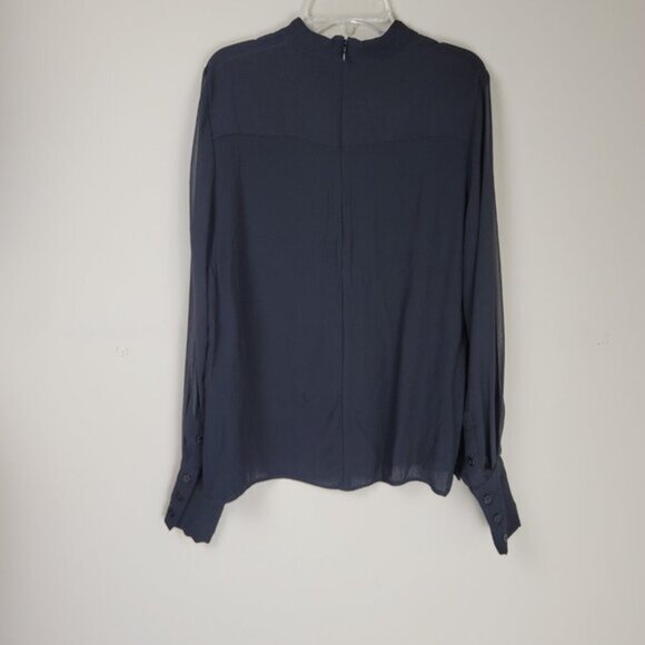 REISS Black Sheer High Neckline Blouse Classic Chic - Picture 5 of 10